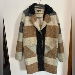 CHARLIE B Women's Multicolor Teddy Coat - Black, Cream & Brown